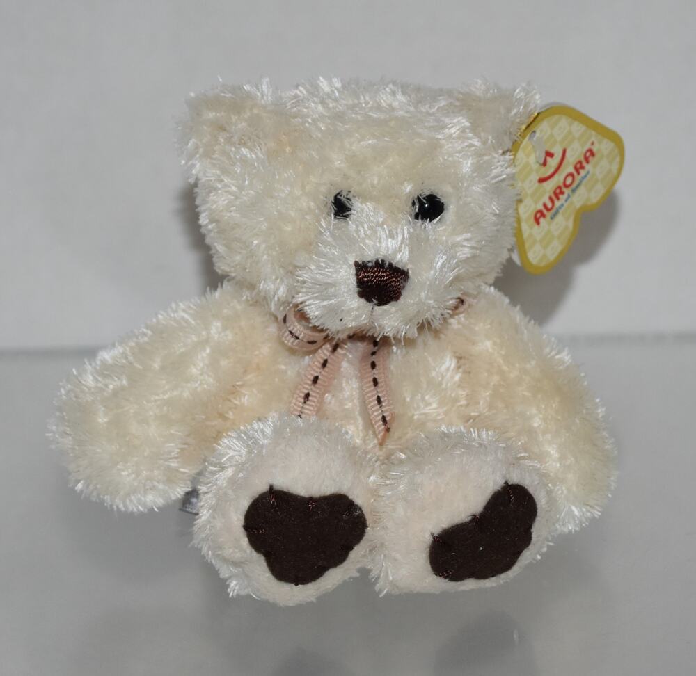 Vintage Aurora Tender Foot Cream Teddy Bear Plush Bean Bag Heart Paws 01468 6"
